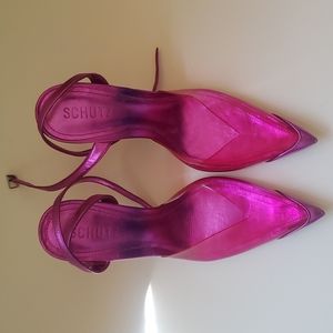 Schutz Fuschia / Hot Pink Transparent Pump/ Heel Size 9